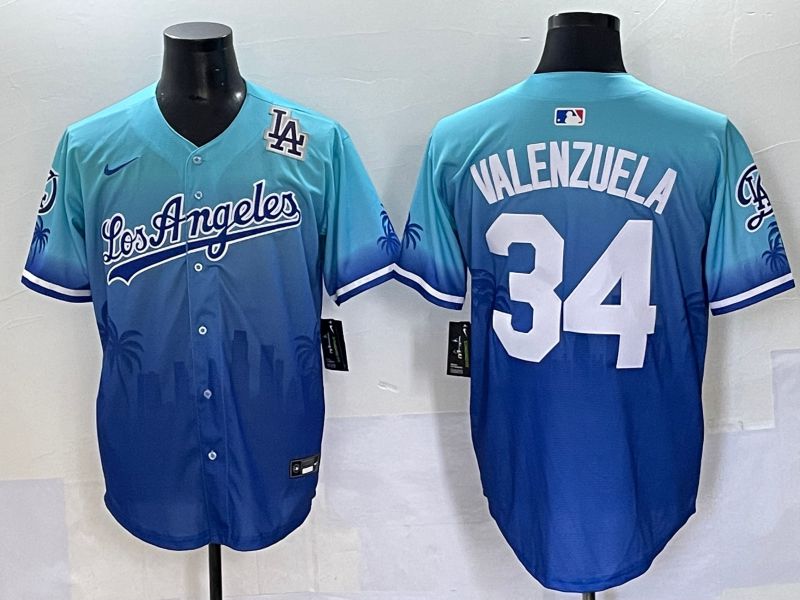 Men 2025 Los Angeles Dodgers #34 Valenzuela Blue Nike MLB Jersey Daoqite style 7